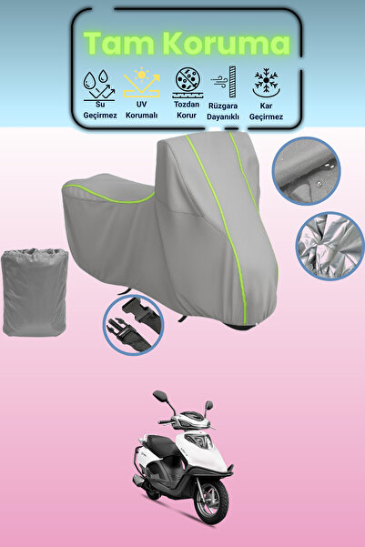 Dokaca Neo غطاء دراجة نارية رمادي نيون قماش مجدّل يوكي أكتيف 50 متوافق، غطاء ...