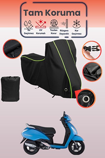 Dokaca Neo غطاء دراجة نارية متوافق مع TVS Jupiter من Black Neon قماش مجدّل Lo...