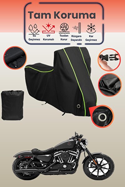 Dokaca Neo غطاء دراجة نارية أسود نيون قماش مجدّل متوافق مع هارلي ديفيدسون سبو...