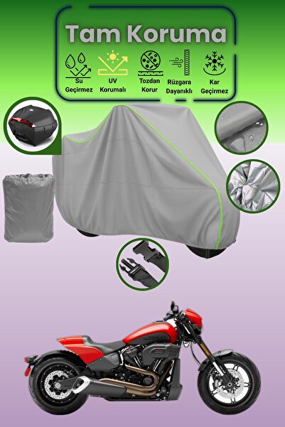 Dokaca Neo حقيبة خلفية رمادية نيون قماش مجدّل متوافقة مع هارلي ديفيدسون سوفتي...