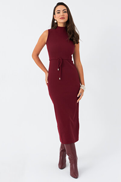 NEW JOURNAL Kadın Bordo Kaşkorse Maxi Elbise EY2924