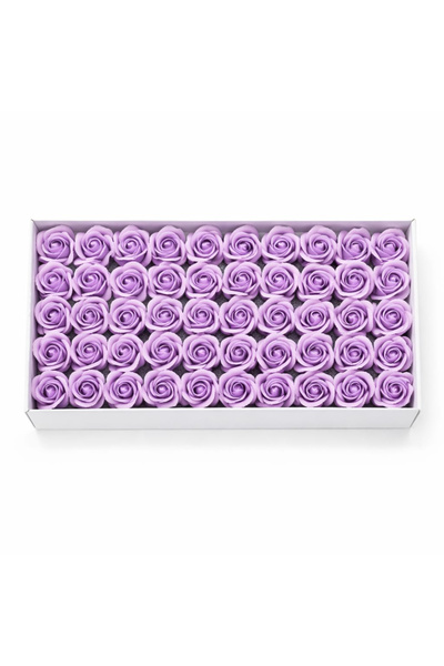 OEM Set of 50 Scented Soap Roses in Elegant Gift Box 44x23 cm Lilac