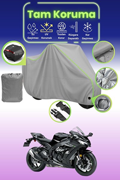 Dokaca Neo حقيبة خلفية وقفل رمادي نيون قماش مجدّل متوافقة مع دراجة نارية كاوا...