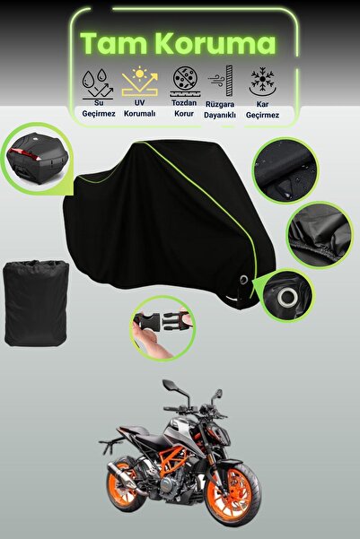 Dokaca Neo حقيبة خلفية سوداء نيون قماش مجدّل متوافقة مع KTM 390 Duke، غطاء در...