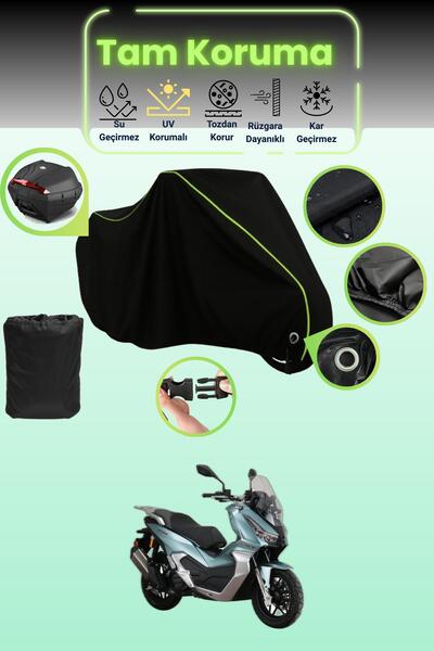 Dokaca Neo قماش دراجة نارية متوافق مع قفل وحقيبة خلفية باللون الأسود النيون ق...