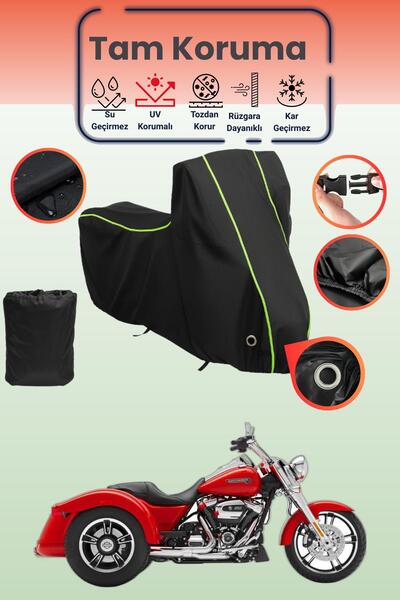 Dokaca Neo قماش أسود نيون قماش مجدّل متوافق مع دراجة نارية هارلي ديفيدسون فري...