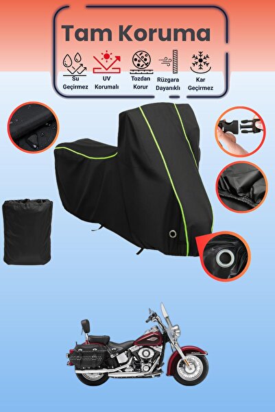 Dokaca Neo غطاء دراجة نارية أسود نيون قماش مجدّل متوافق مع هارلي ديفيدسون هير...
