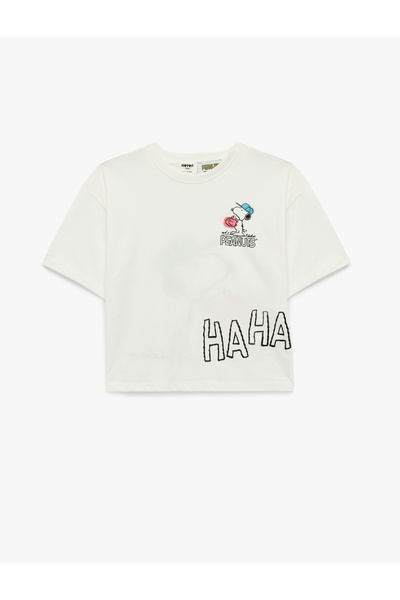 Koton Tricou cu mânecă scurtă guler rotund cu licență Snoopy cu imprimeu