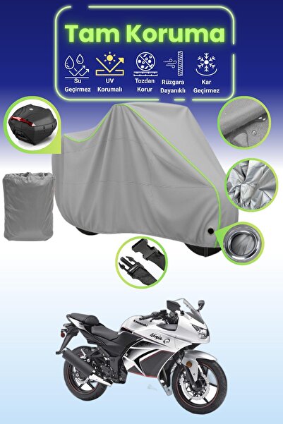 Dokaca Neo حقيبة خلفية وقفل رمادي نيون قماش مجدّل متوافقة مع دراجة نارية كاوا...