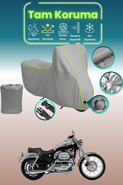 Dokaca Neo غطاء دراجة نارية رمادي نيون قماش مجدّل متوافق مع هارلي ديفيدسون سب...