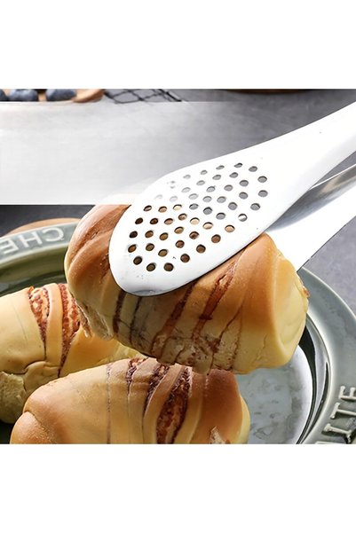 Kitchen Dream Stainless Steel Silicone Handle Kitchen Tongs Food Tongs Barbecue Grill Meat Fish Tongs 1Pc