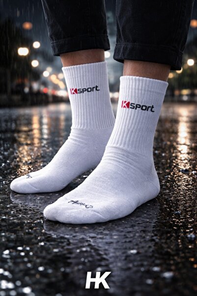 HK SOCKSS 4'lü Havlu Beyaz Erkek-Kadın Tenis Çorap