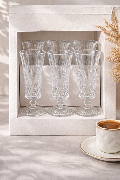 Evila Ayaklı Cam Kahve Yanı Su Bardağı Seti 6’lı – Lüx Meşrubat ve Sunum Kadehi