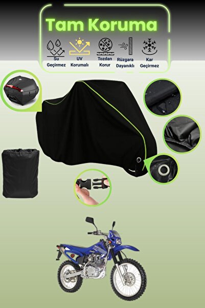 Dokaca Neo قماش دراجة نارية أسود نيون قماش مجدّل متوافق مع قفل وحقيبة خلفية م...