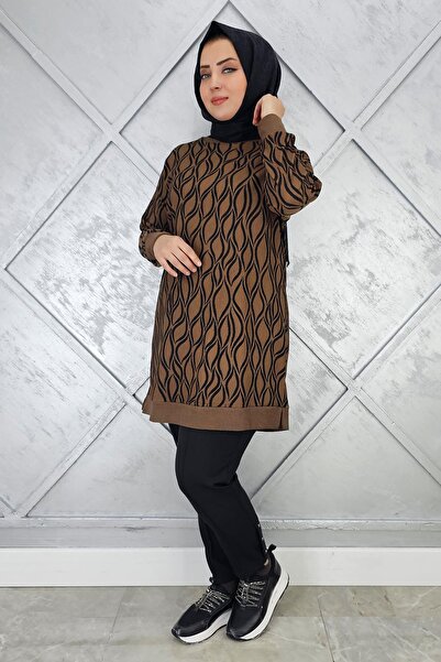 PYS KADIN ETNİK DALGA DESENLİ TESETTÜR TUNİK