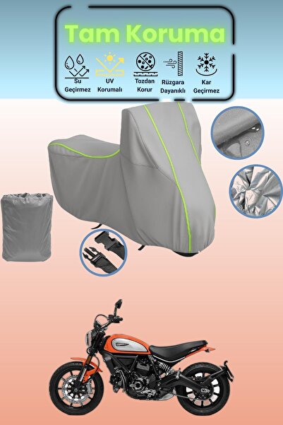 Dokaca Neo غطاء دراجة نارية رمادي نيون قماش مجدّل متوافق مع دوكاتي سكرامبلر، ...