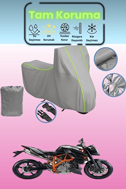 Dokaca Neo غطاء دراجة نارية رمادي نيون قماش مجدّل KTM 990 Super Duke متوافق، ...