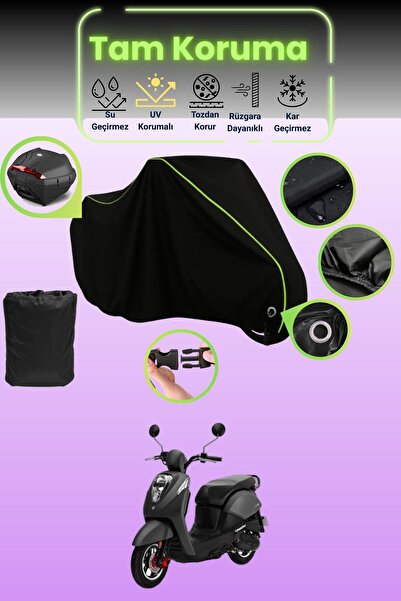 Dokaca Neo Black Neon Corded Fabric Lock and Tail Bag Compatible Sym Mio 50 C...