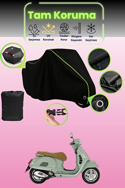 Dokaca Neo حقيبة خلفية سوداء نيون قماش مجدّل متوافقة مع Vespa GTS 300 متوافقة...