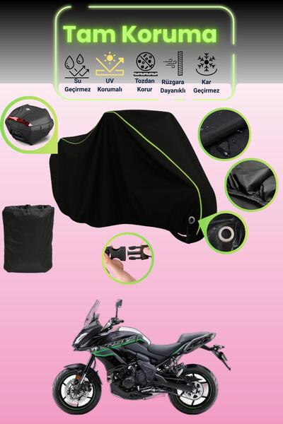 Dokaca Neo قماش أسود نيون قماش مجدّل متوافق مع دراجة نارية كاواساكي فيرسيس 10...