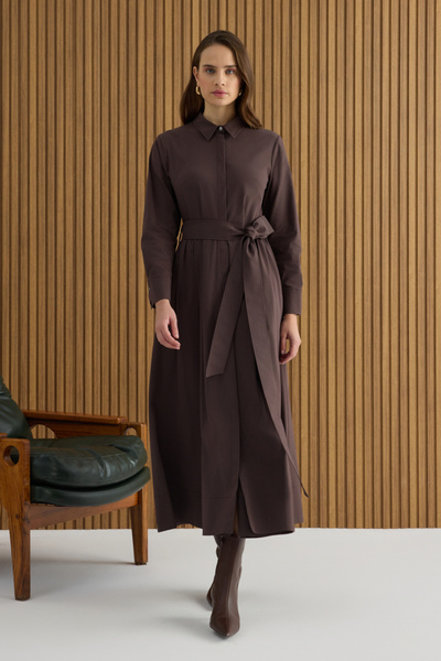 Aker Kahverengi Koton Elbise