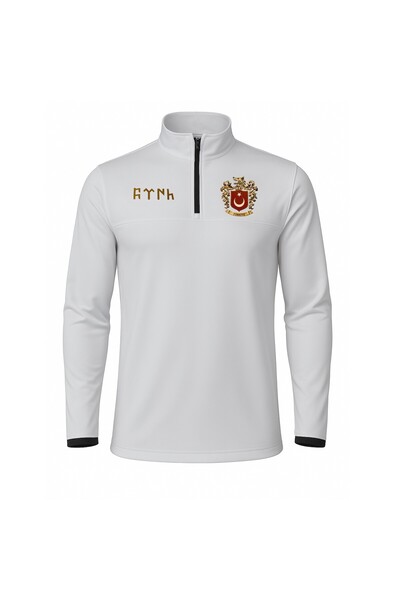 Elvellon Türkiye Kurtlu Arma Yarı Fermuarlı Spor Sweatshirt Unisex