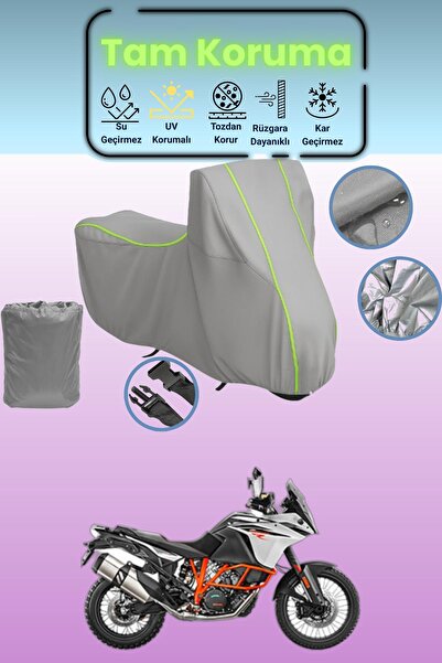 Dokaca Neo غطاء دراجة نارية رمادي نيون قماش مجدّل KTM 1090 Adventure R متوافق...
