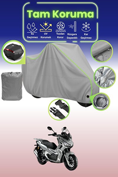 Dokaca Neo غطاء دراجة نارية رمادي نيون قماش مجدّل متوافق مع RKS Velloce 150