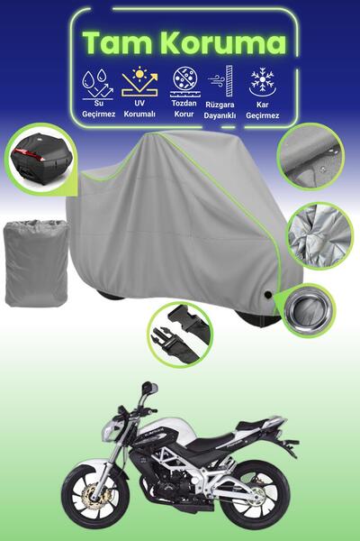 Dokaca Neo غطاء دراجة نارية رمادي نيون قماش مجدّل متوافق مع قفل وحقيبة خلفية ...