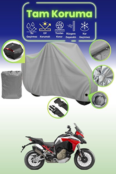 Dokaca Neo حقيبة خلفية رمادية نيون قماش مجدّل متوافقة مع دوكاتي مولتيسترادا V...