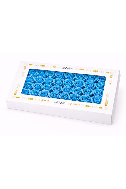 OEM Set of 50 light blue scented soap roses in an elegant box 44x23 cm