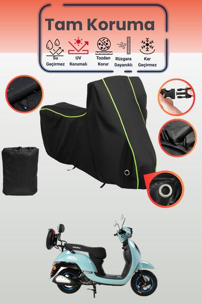 Dokaca Neo غطاء دراجة نارية متوافق مع إسبريسو أسود نيون قماش مجدّل كيلت متواف...