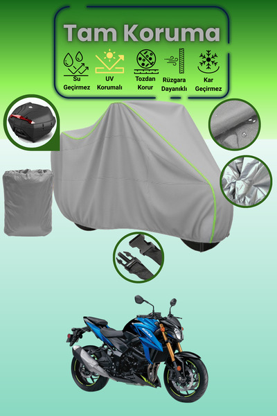 Dokaca Neo حقيبة خلفية رمادية نيون قماش مجدّل متوافقة مع سوزوكي GSX-S 750 ABS...