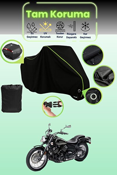 Dokaca Neo حقيبة خلفية وقفل أسود نيون قماش مجدّل متوافقة مع ياماها XVS 650 در...