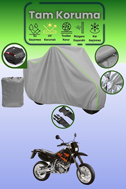 Dokaca Neo حقيبة خلفية رمادية نيون قماش مجدّل متوافقة مع KTM 640 LC4، غطاء وا...