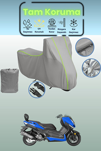 Dokaca Neo غطاء دراجة نارية رمادي نيون قماش مجدّل يوكي تي9 ستروم 125 متوافق، ...