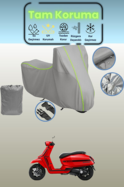 Dokaca Neo غطاء دراجة نارية متوافق مع قماش مجدّل لامبريتا X300 باللون الرمادي...