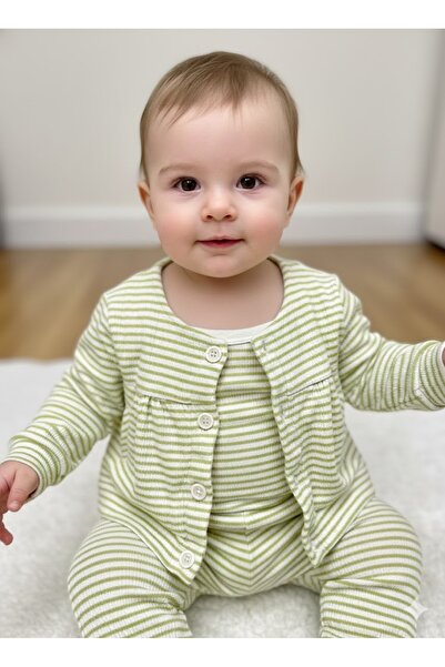 nk kids Kız Bebek Çizgili Müslin Ceket