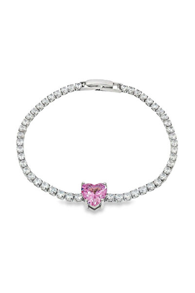 Bijuteria SORELLY Brățară tenis de 2 mm cu inimă roz