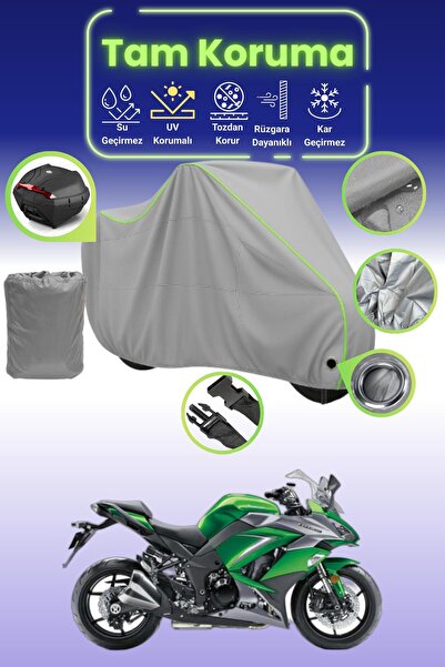 Dokaca Neo غطاء دراجة نارية رمادي نيون قماش مجدّل متوافق مع Kawasaki Z 1000 SX