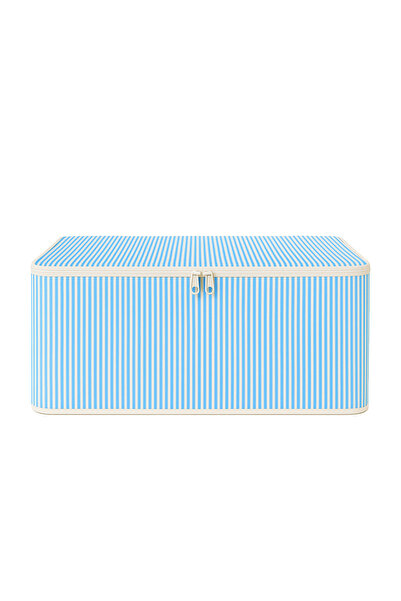 ADARYA HOME 10' lu Çizgili Hurç 62x37x25 cm Dolap İçi Düzenleyici Kumaş Depolama Çantası (MAVI)