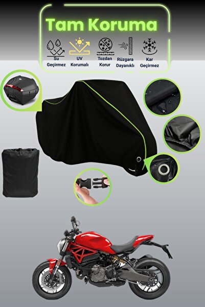 Dokaca Neo حقيبة خلفية وقفل أسود نيون قماش مجدّل متوافقة مع دراجة دوكاتي مونس...