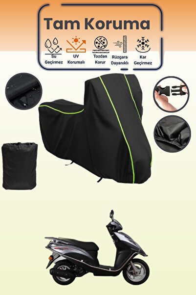 Dokaca Neo Black Neon Corded Fabric Kanuni Mati 125 Compatible Motorcycle Cov...