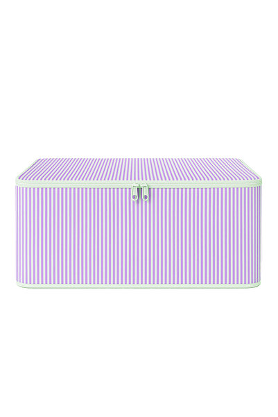 ADARYA HOME 10' lu Çizgili Hurç 62x37x25 cm Dolap İçi Düzenleyici Kumaş Depolama Çantası (LILA)