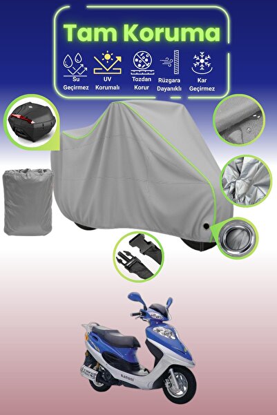 Dokaca Neo غطاء دراجة نارية رمادي نيون قماش مجدّل متوافق مع كانوني تريكس 125