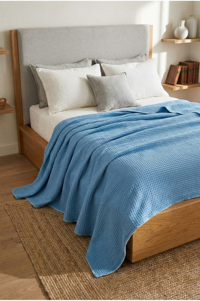 Motif Mağaza Cuvertură de pat dublă 100% BUMBAC, tip Waffle Pike, 180x230 cm