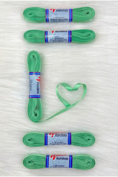 ZEYMERADE Mint Green Satin Ribbon 1 cm 10 Meters, Dowry Wedding Henna Circumc...