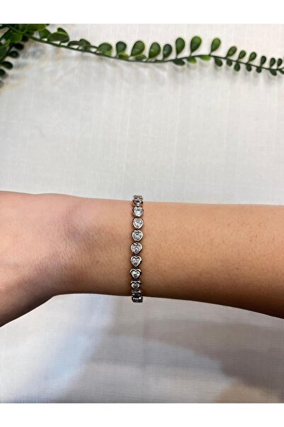 Betüştakıevi Sparkling Chain Bracelet with Heart Motif - Rose Gold