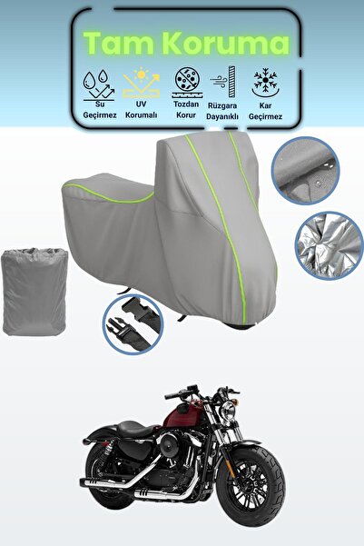 Dokaca Neo غطاء دراجة نارية رمادي نيون قماش مجدّل هارلي ديفيدسون سبورتستر فور...