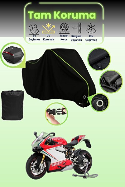 Dokaca Neo حقيبة خلفية وقفل أسود نيون قماش مجدّل متوافقة مع دراجة دوكاتي باني...